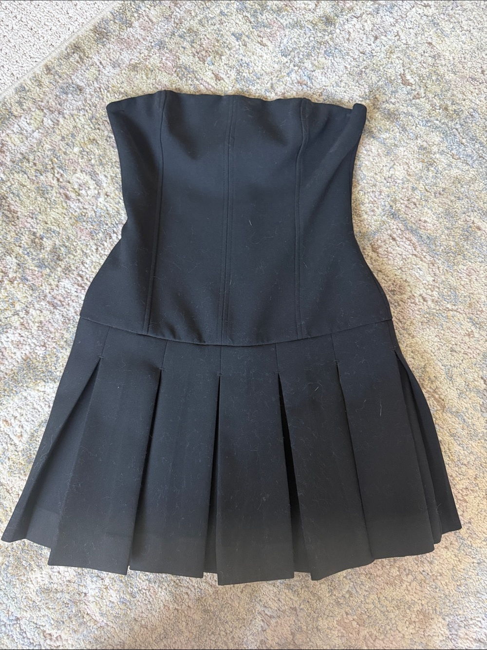 Wilfred Black Strapless Pleated Mini Dress